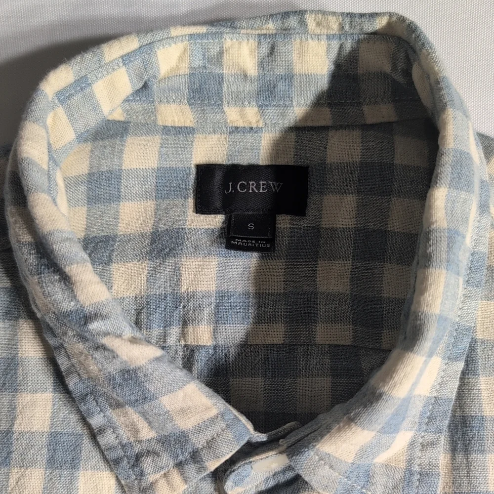 J. Crew Blue and Cream Checkered Men's Shirt